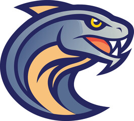 Aggressive teal sea creature mascot with sharp teeth