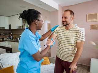 Nurse provides support and encouragement to patient