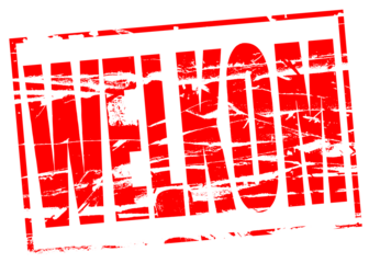 Digital composite. ..Red rubber stamp effect Welkom (Welcome in Dutch)..PNG file..Nederland, Holland, The Netherlands, Flanders, Vlaanderen, visitor, visitors, tourism, tourists, bezoekers,