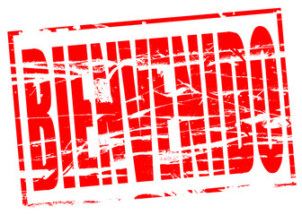 Digital composite. ..Red rubber stamp effect Bienvenido (Welcome in Spanish)..PNG file.