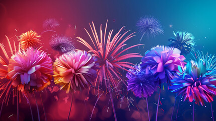 artistic fireworks, over a gradient background, modern contemporary art style.
