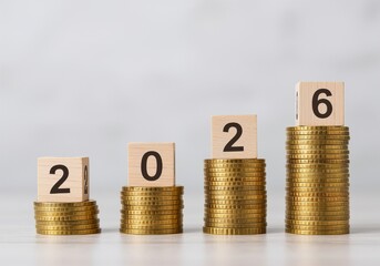 Stacked Coins Representing Yearly Increases in Savings