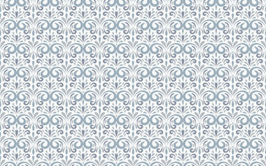 Elegant seamless pattern with sdamask motifs. Ornate background in baroque style for wallpaper, textile. Graphic designs inspired by French Country styles. 