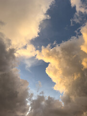 Blue cloudy sunset sky