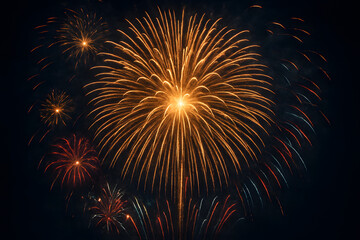 Fireworks Celebration: The night sky erupts with vibrant bursts of light, a stunning display of fireworks during a festive celebration.