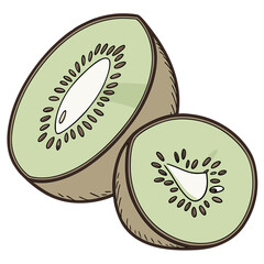 Fresh kiwi fruit slice isolated on white background