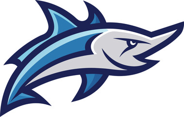 Aggressive blue marlin mascot logo