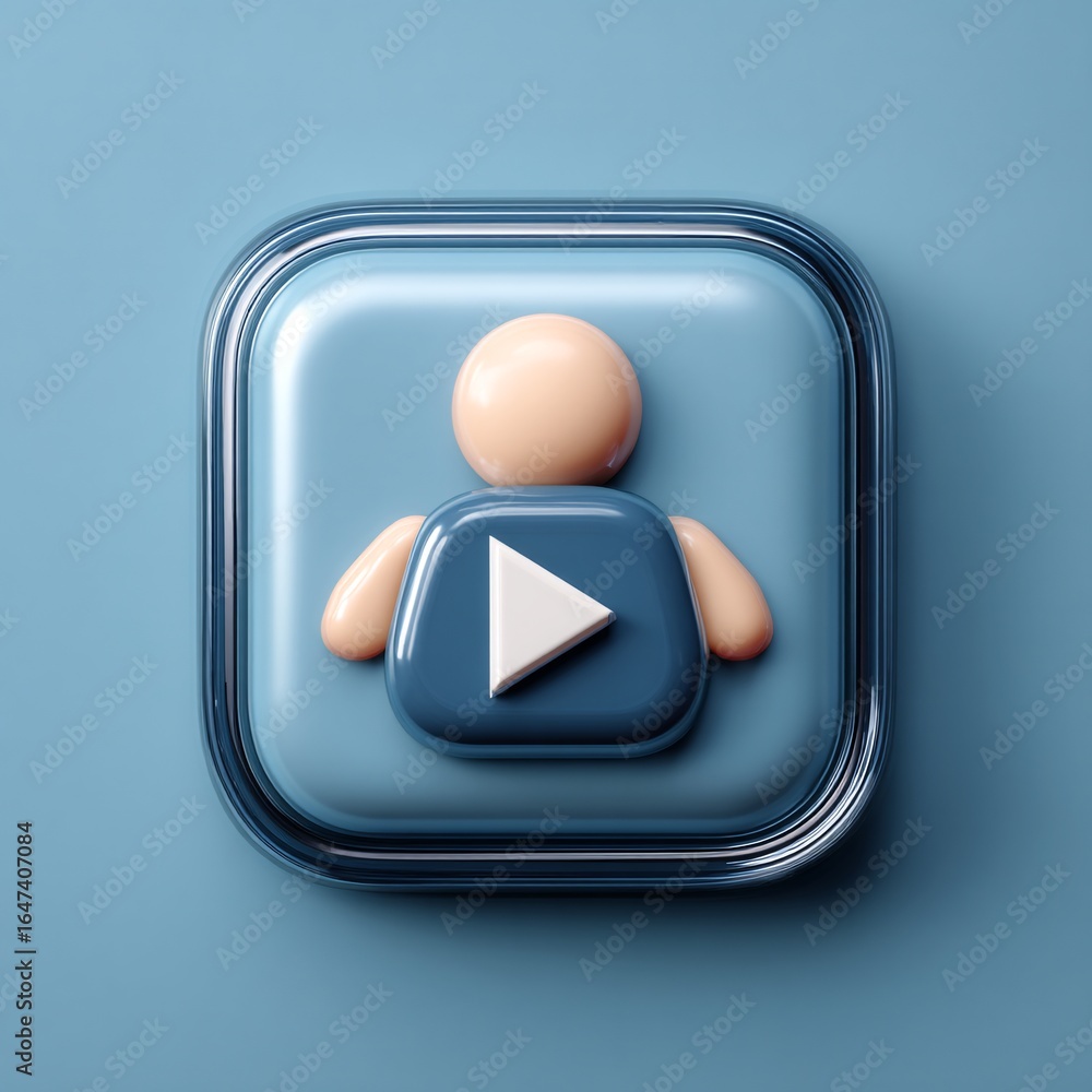 Poster minimalistic 3d plastic icon of a player for modern interfaces