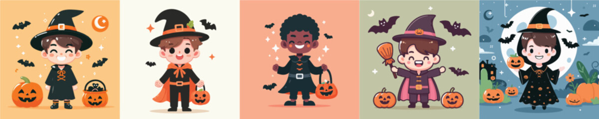vector of a young man wearing a funny Halloween costume