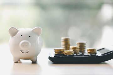 Money box filled with coins, saving cash, banking wisely, making sound investments can build...