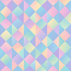 Fototapeta premium Harmonious Geometry: A visually stunning, digitally rendered geometric pattern, comprised of meticulously arranged, multi-colored diamond shapes and triangles, radiates a sense of harmony.