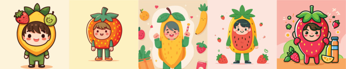 Fototapeta premium vector of a young man wearing a cute fruit shirt