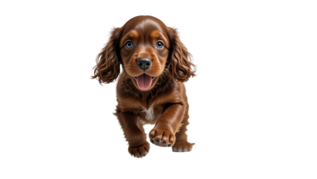 Adorable playful brown puppy with bright eyes furry coat joyful expression and friendly demeanor perfect for pet lovers and animal photography projects