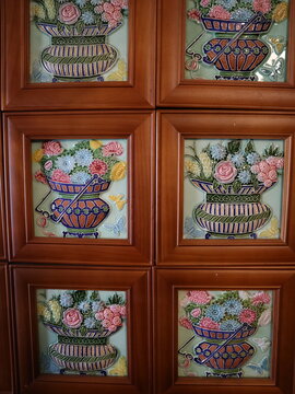 Vintage Floral Ceramic Tiles Wall Decoration
