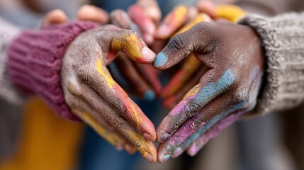 United Diversity and Unity: Hands of Support Creating a Heart Shape