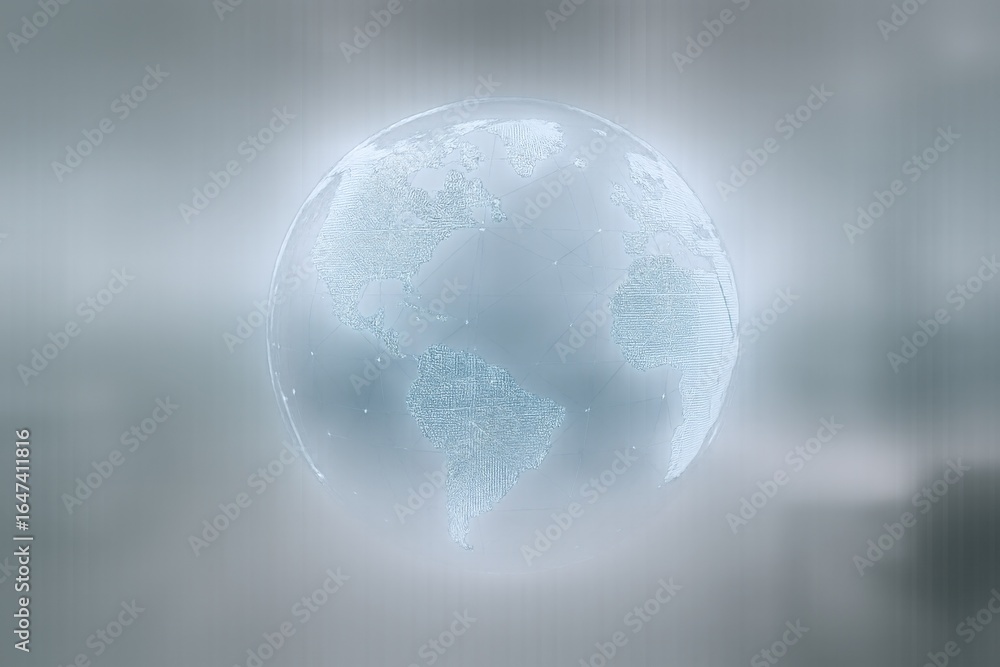 Poster abstract globe with geometric mesh overlay on black background for technology and global concepts