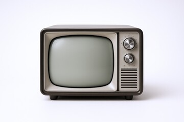 Vintage Television Set Isolated on White Background Displaying Retro Design and Nostalgic Appeal for Media Concepts