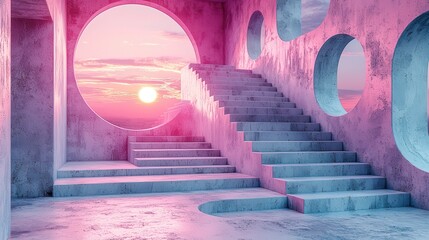 A minimalist scene, bathed in the soft glow of a deep violet backdrop, where a single, ethereal pink digital podium stands ready to showcase a futuristic product or concept, rendered with the 