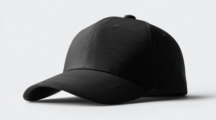 Black Baseball Cap Mockup Isolated on White Background for Customizable Design and Branding