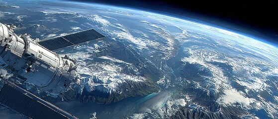 VISTA SPAZIALE AD ALTA DEFINIZIONE DELLA TERRA E NAVICELLA SPAZIALE