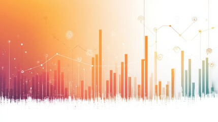 Abstract Financial Growth Chart Background with Upward Trend and Technological Connection, Illustrating Business Success