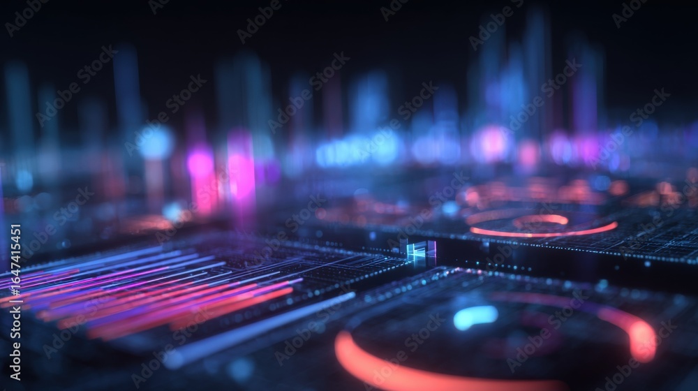 Aufkleber abstract futuristic technology background with glowing circuit board and digital data visualization 