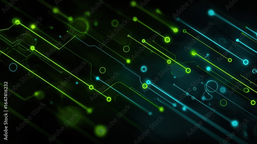 Poster abstract technology background with glowing lines and circles for modern digital concepts