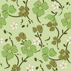 seamless clover pattern in soft green background