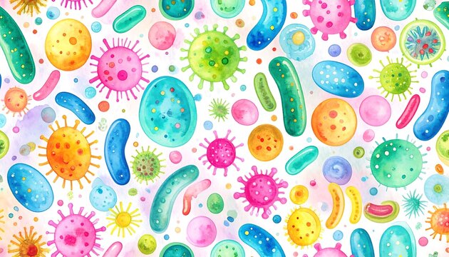 Colorful bacteria and viruses pattern