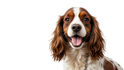 Bright and joyful dog portrait featuring adorable puppy with expressive eyes fluffy fur and friendly demeanor in a professional studio setting