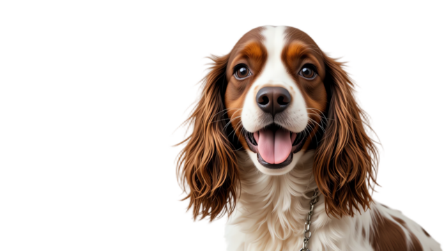 Bright and joyful dog portrait featuring adorable puppy with expressive eyes fluffy fur and friendly demeanor in a professional studio setting