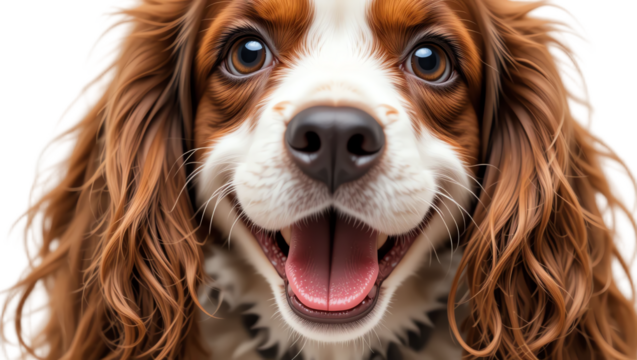 Beautiful joyful dog puppy with adorable face bright eyes furry coat and cheerful expression captured in vibrant outdoor natural light for pet lovers and commercial use