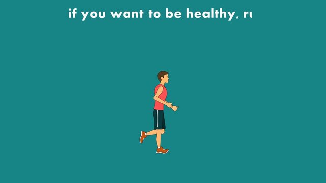 Cartoon Running man  jogging healt life 2d animation
