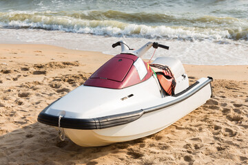 Jet ski on the beach.