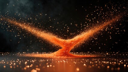 Sparks flying from a split in a molten substance, illuminating the surrounding area.