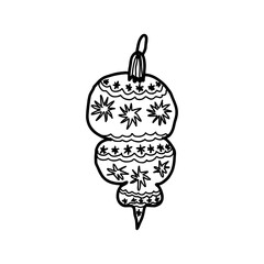 Elegant Christmas tree ornament with star and stripe patterns in black doodle vector style for festive holiday decoration on transparent background