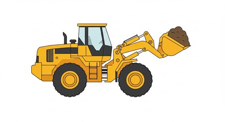 Fototapeta premium yellow bulldozer isolated on white