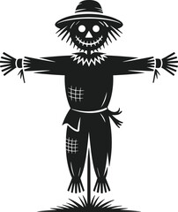 Silhouette Scarecrow Vector Illustration for Autumn and Harvest Season