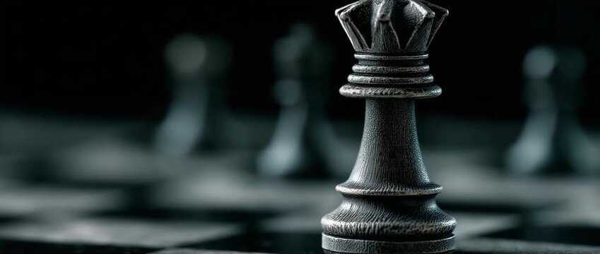 a chess king, symbolising competitiveness and strategy, set against a mysterious blue backdrop.