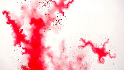 Dramatic burst of red powder against a white backdrop, capturing energy and celebration in motion.
