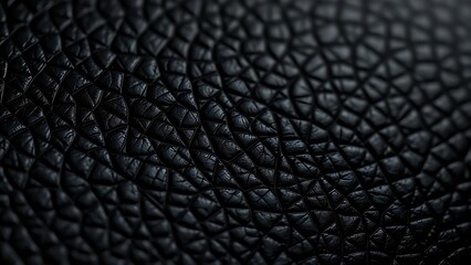 Detailed close-up of black leather texture, highlighting natural grain and sophisticated material quality.