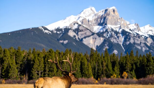 Elk in a mountain meadow - Powered by Adobe