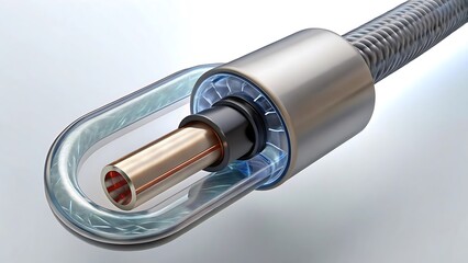 Close up of a cable with a metal loop connector