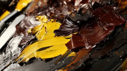 Artist's palette, oil paints, mixing, studio, close-up