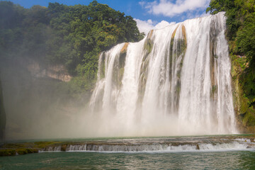 Scenery of Huangguoshu waterfall in Guizhou, China, front view from the viewpoint