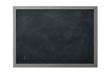 Blank blackboard with gray wooden frame isolated on transparent background, providing copy space for educational or announcement purposes