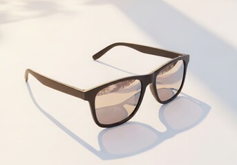 Brown sunglasses with brown lenses isolated on white background studio shot