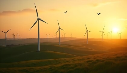 “Renewable Energy Wind Farm in Scenic Landscape”