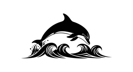 Obraz premium leaping dolphin silhouette powerful ocean life image for branding websites and marine conservation projects