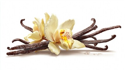 Vanilla Pods and Orchid Flower - Aromatic and Delicate Flora Arrangement